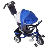           Tricicletă cărucior RICHBABY cu împingător - negru/albastru